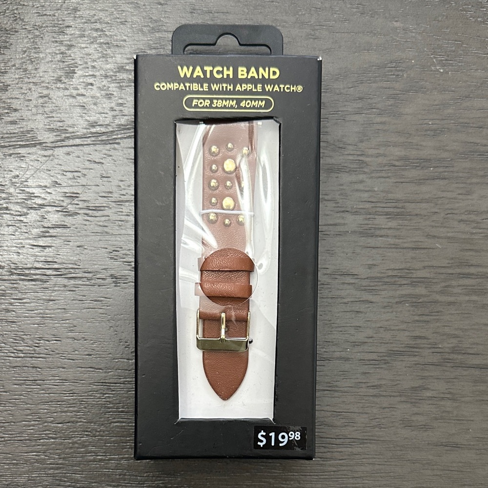 Brown Studded Watch Band for Apple Watch